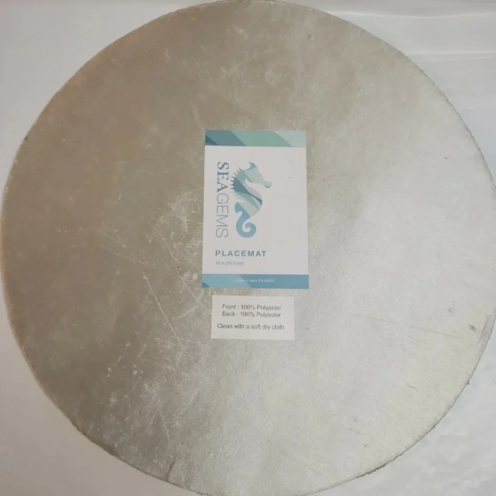 2x Coral Reef Beaded Placemat Coastal Round Centerpiece Charger Turquoise Cream